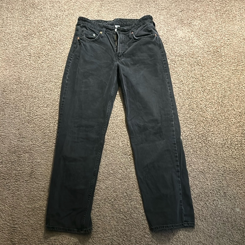 Black straight leg jeans